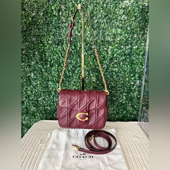 Coach Burgundy Quilted Square Tabby Shoulder and Crossbody Bag - Picture 1 of 8
